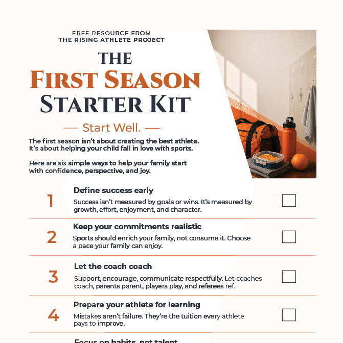 The cover for the Rising Rookie Field Guide to help youth sports families